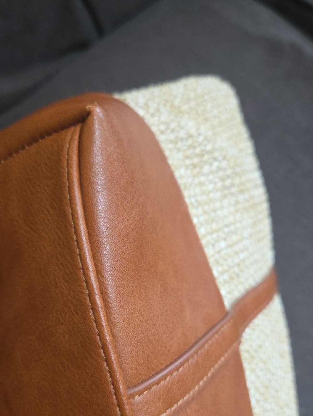 Talbots Natural Woven Tote with Brown Trim - Picture 9 of 13